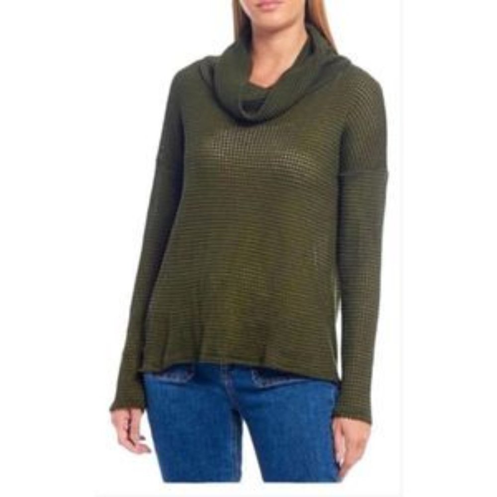 Elan Waffle Cowl Neck Sweater